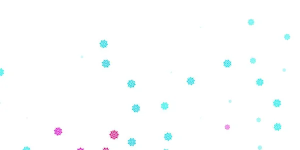 Светло Синий Красный Векторный Узор Цветными Снежинками Красочные Снежные Элементы — стоковый вектор