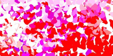 Açık mavi, Memphis şekilli kırmızı vektör dokusu. Gradyan rastgele formlarla modern soyut illüstrasyon. Cep telefonları için arka plan.