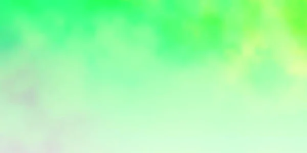 Modèle Vectoriel Vert Clair Jaune Avec Ciel Nuages Illustration Colorée — Image vectorielle