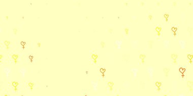 Feminizm elementleriyle açık turuncu vektör deseni. Kadın gücünün resmedildiği soyut bir çizim. Kadınların gücünü göstermek için en iyi tasarım..