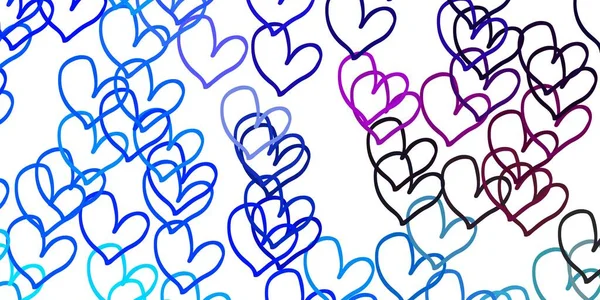 Light Pink Blue Vector Template Doodle Hearts Blurred Decorative Design — Stock Vector
