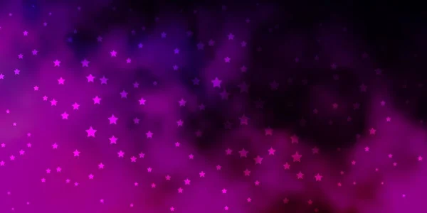 Dark Purple Pink Vector Background Colorful Stars — Stock Vector