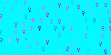 Açık mavi, kadın sembollü kırmızı vektör arkaplan. Kadın hakları aktivizmiyle soyut tarzda basit bir tasarım. Web siteniz için basit tasarım.