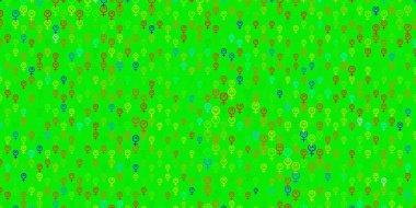 Feminizm elementleriyle ışık çok renkli vektör deseni. Modern stilde eğilim gösteren renkli feminizm sembolleri. Uluslararası Kadınlar Günü için arkaplan.