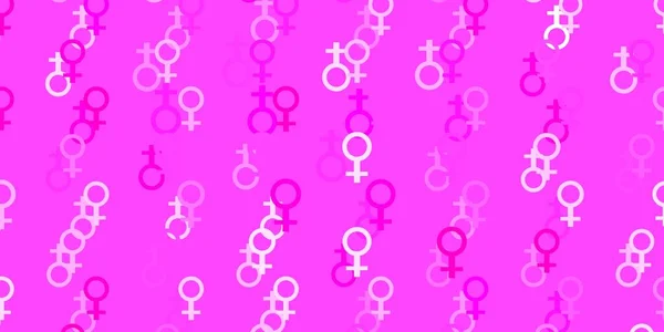 Світло Рожева Векторна Текстура Символами Прав Жінок Барвисті Символи Фемінізму — стоковий вектор