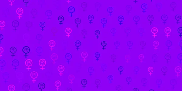 Patrón Vectorial Púrpura Claro Con Elementos Feministas Coloridos Símbolos Feministas — Vector de stock