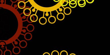 Koyu kırmızı, üzerinde grip belirtileri olan sarı bir şablon. Enfeksiyon formları ile soyut tarzda basit tasarım. Karantina olayları için en iyi tasarım.