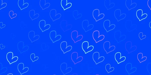 Rosa Claro Fondo Vector Azul Con Corazones Coloridos Símbolos Feministas — Vector de stock