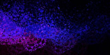 Koyu pembe, mavi vektör arkaplan, üçgenler, çizgiler. Modern tarzda üçgen şekilli akıllı soyut çizimler. Reklamlarınıza basit bir ekleme..