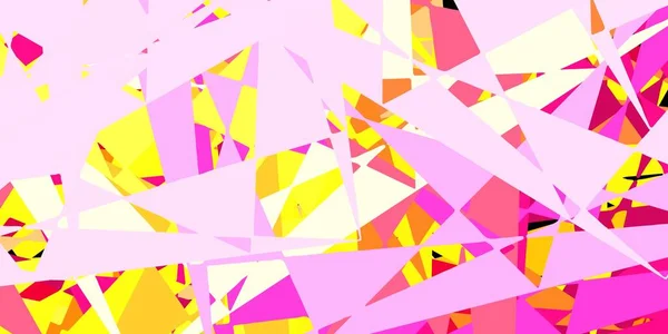 Hellrosa Gelbes Vektorlayout Mit Dreiecksformen Dreiecksformen Mit Farbenfrohem Verlauf Abstrakten — Stockvektor