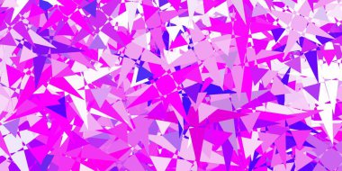 Açık Mor, üçgen formlu pembe vektör düzeni. Renkli soyut üçgenli web materyali çizimi. Duvar kağıtları için desen.