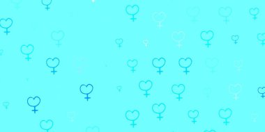 Kadın hakları sembollü hafif BLUE vektör dokusu. Değişken feminizm şekilli renkli bir illüstrasyon. Uluslararası Kadınlar Günü için Tasarım.