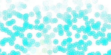 Açık mavi, yeşil vektör güzel kar taneleri çiçekli zemin. Kar elementlerinin Xmas tarzında rengarenk çizimi. Yeni yıl tasarımı için poster ve afiş.