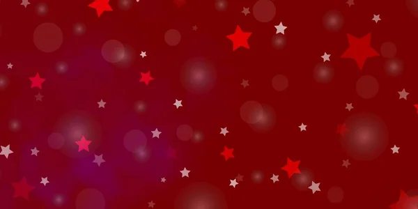 Rosa Claro Layout Vetor Vermelho Com Círculos Estrelas — Vetor de Stock