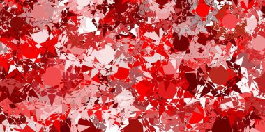 Rastgele üçgenli açık kırmızı vektör dokusu. Üçgen şekilleri soyut bir şekilde renk değişimine sahiptir. Duvar kağıtlarınız için tasarım.