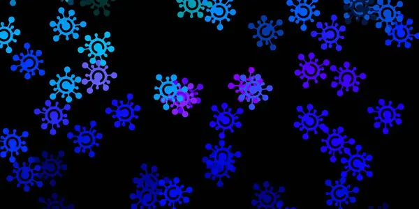 Dunkelblaues Rotes Vektormuster Mit Coronavirus Elementen Farbenfrohe Krankheitssymbole Einfachen Abstrakten — Stockvektor
