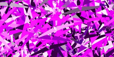 Üçgen formlu açık pembe vektör düzeni. Renkli üçgenler aralığıyla soyut bir illüstrasyon. Duvar kağıtlarınız için tasarım.