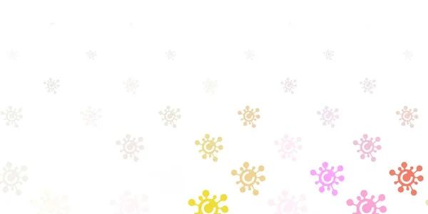 Világos Rózsaszín Sárga Vektor Háttér Vírusszimbólumokkal Absztrakt Illusztráció Biológiai Gradiens — Stock Vector