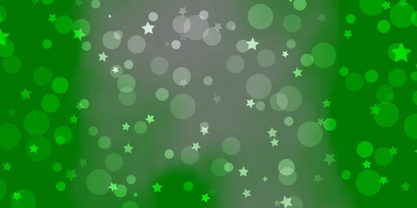 Hellgrünes Vektormuster Mit Kreisen Sternen — Stockvektor