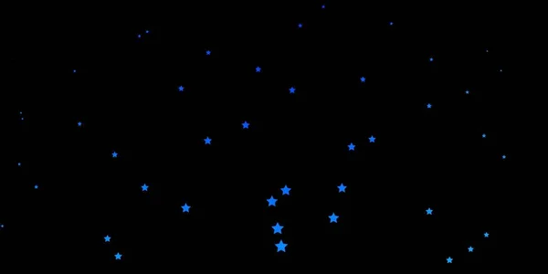 Mörk Blå Vektor Bakgrund Med Små Och Stora Stjärnor — Stock vektor