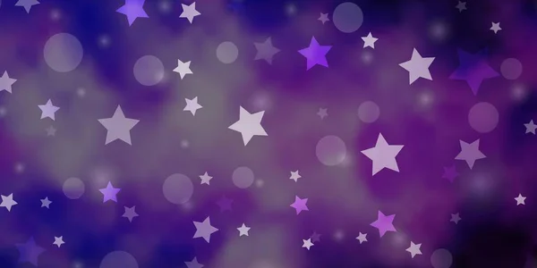 Fond Vectoriel Violet Clair Avec Cercles Étoiles — Image vectorielle