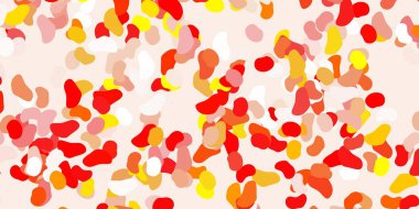 Açık kırmızı, sarı vektör arkaplan ve kaotik şekiller. Soyut tarzda renkli şekilli bir illüstrasyon. Reklamlarınız için modern tasarım.