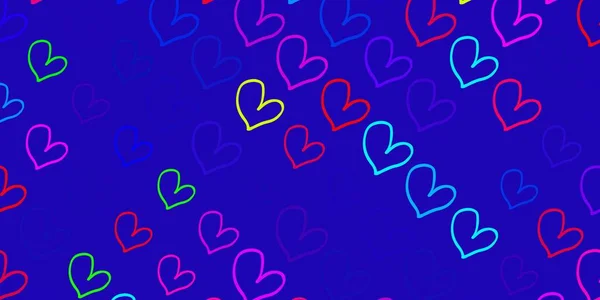 Luz Multicolor Vector Fondo Con Corazones Ilustración Abstracta Con Una — Archivo Imágenes Vectoriales