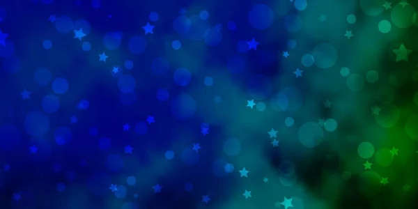 Hellblaue Grüne Vektorvorlage Mit Kreisen Sternen — Stockvektor