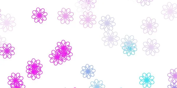 Rosa Claro Fundo Doodle Vetor Azul Com Flores Gradiente Flores — Vetor de Stock