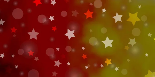 Rojo Claro Plantilla Vector Amarillo Con Círculos Estrellas — Archivo Imágenes Vectoriales