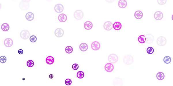 Motif Vectoriel Violet Clair Rose Avec Des Éléments Coronavirus Illustration — Image vectorielle