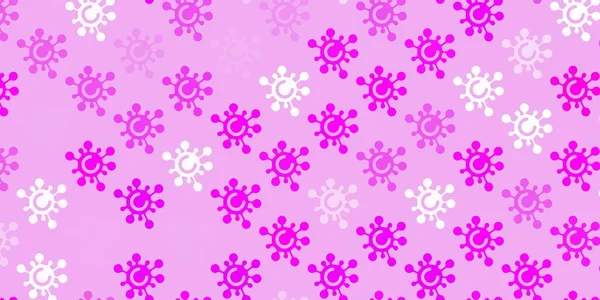 Hell Lila Rosa Vektorhintergrund Mit Covid Symbolen Farbenfrohe Krankheitssymbole Einfachen — Stockvektor