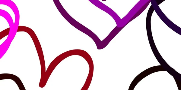 Світло Рожевий Векторний Шаблон Каракульними Серцями Красива Кольорова Ілюстрація Сердечками — стоковий вектор