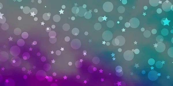 Ljusrosa Blå Vektor Bakgrund Med Cirklar Stjärnor — Stock vektor