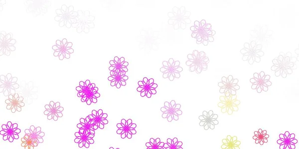 Hellrosa Grünes Vektor Kritzelmuster Mit Blüten Illustration Mit Abstrakten Bunten — Stockvektor