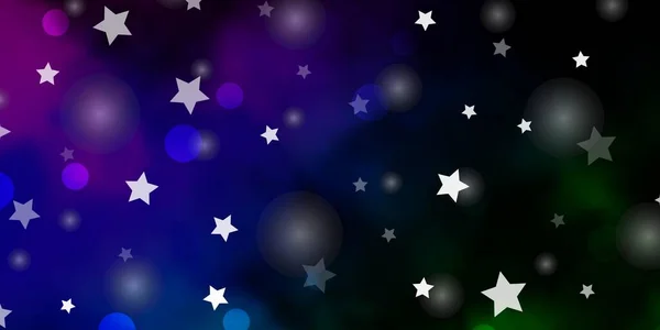 Fundo Vetor Multicolor Escuro Com Círculos Estrelas — Vetor de Stock