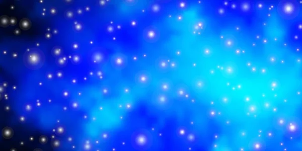 Mörk Blå Vektor Bakgrund Med Små Och Stora Stjärnor — Stock vektor