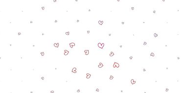 Açık pembe, güzel kalpleri olan kırmızı vektör dokusu. Sevgililer günü için aşk konseptinde kalplerin olduğu bir ilüzyon. Sevgililer Günü ilanı, afişi, afişi için tasarım.