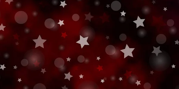 Layout Vetorial Vermelho Escuro Com Círculos Estrelas — Vetor de Stock