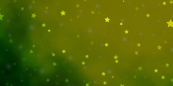 Verde Claro Fondo Vector Amarillo Con Estrellas Pequeñas Grandes — Archivo Imágenes Vectoriales
