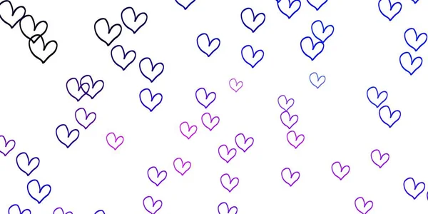 Ανοιχτό Ροζ Μπλε Διάνυσμα Πρότυπο Doodle Καρδιές Όμορφη Έγχρωμη Απεικόνιση — Διανυσματικό Αρχείο