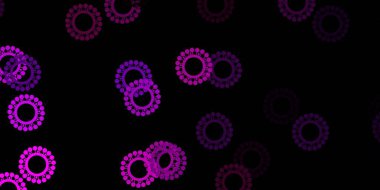 Hastalık sembollü koyu pembe vektör dokusu. Dekoratif tarzında renkli işaretleri olan akıllı illüstrasyon. Karantina olayları için en iyi tasarım.