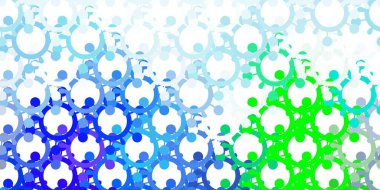 Açık mavi, üzerinde grip belirtileri olan yeşil vektör şablonu. Biyolojik değişim şekilli soyut çizimler. Tehlike ateşine karşı basit çizim.