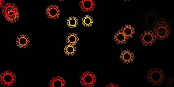 Σκούρο Κόκκινο Κίτρινο Διανυσματικό Φόντο Σύμβολα Ιών Έξυπνη Απεικόνιση Covid — Διανυσματικό Αρχείο