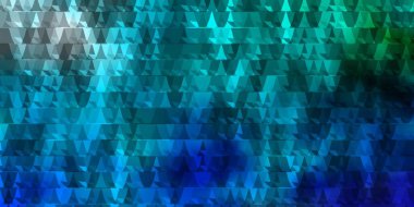 Açık mavi, yeşil vektör arkaplan, çizgiler, üçgenler. Renkli eğimli üçgenlerin çizimi. Posterler ve afişler için en iyi tasarım.