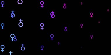 Feminizm elementleriyle açık yeşil vektör deseni. Modern stilde eğilim gösteren renkli feminizm sembolleri. Kadınların gücünü göstermek için en iyi tasarım..