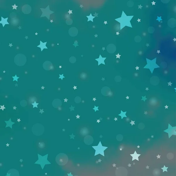 Azul Claro Pano Fundo Vetorial Verde Com Círculos Estrelas — Vetor de Stock