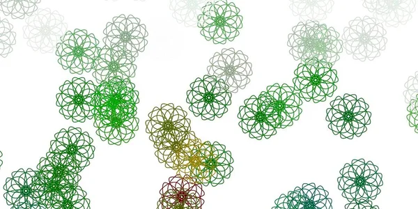 Hellgrüne Vektor Doodle Vorlage Mit Blumen Einfache Farbige Illustration Mit — Stockvektor