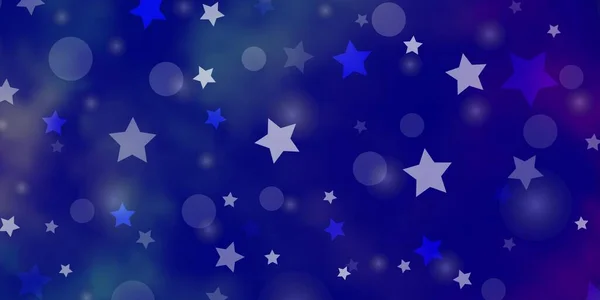 Rosa Escuro Modelo Vetor Azul Com Círculos Estrelas — Vetor de Stock