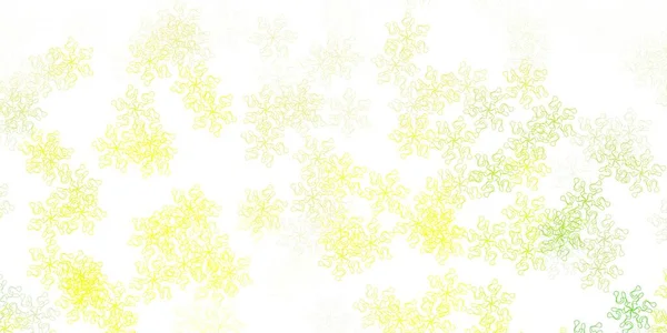 Luz Verde Fundo Amarelo Vetor Doodle Com Flores Design Moderno — Vetor de Stock